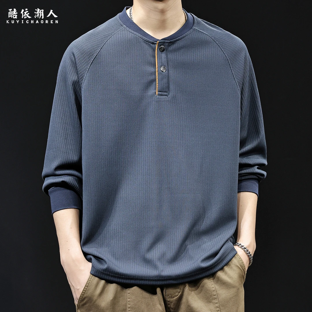 高端竖条纹肌理感2025新款男士卫衣春秋潮牌宽松大码休闲长袖秋季