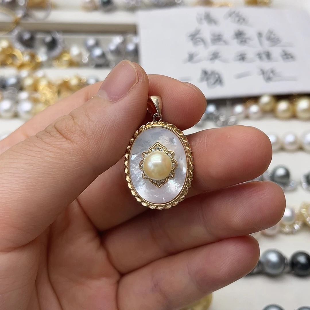 海水珍珠银S925镶嵌吊坠(不含链)