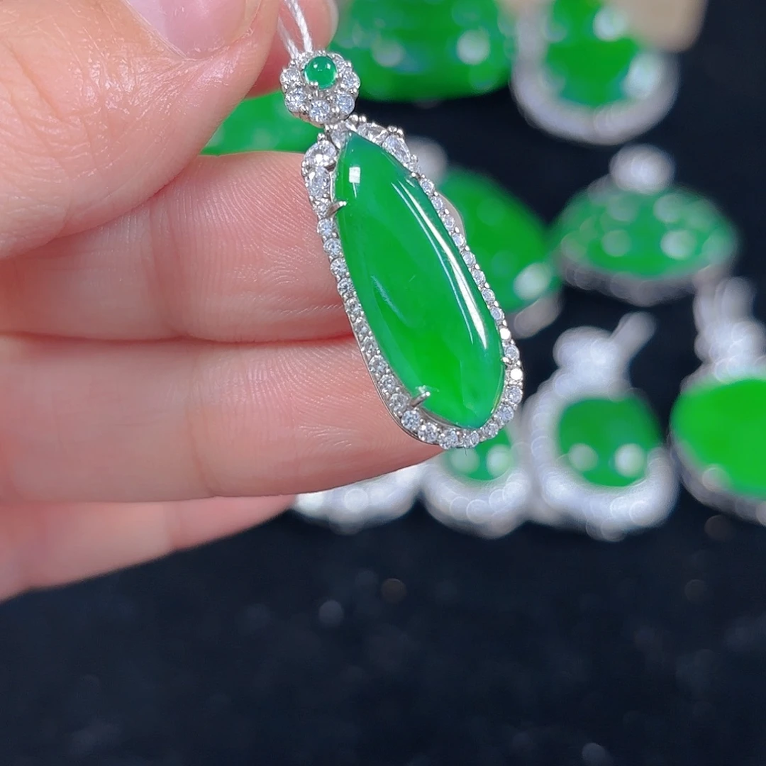 翡翠银S925镶嵌吊坠(不含链)