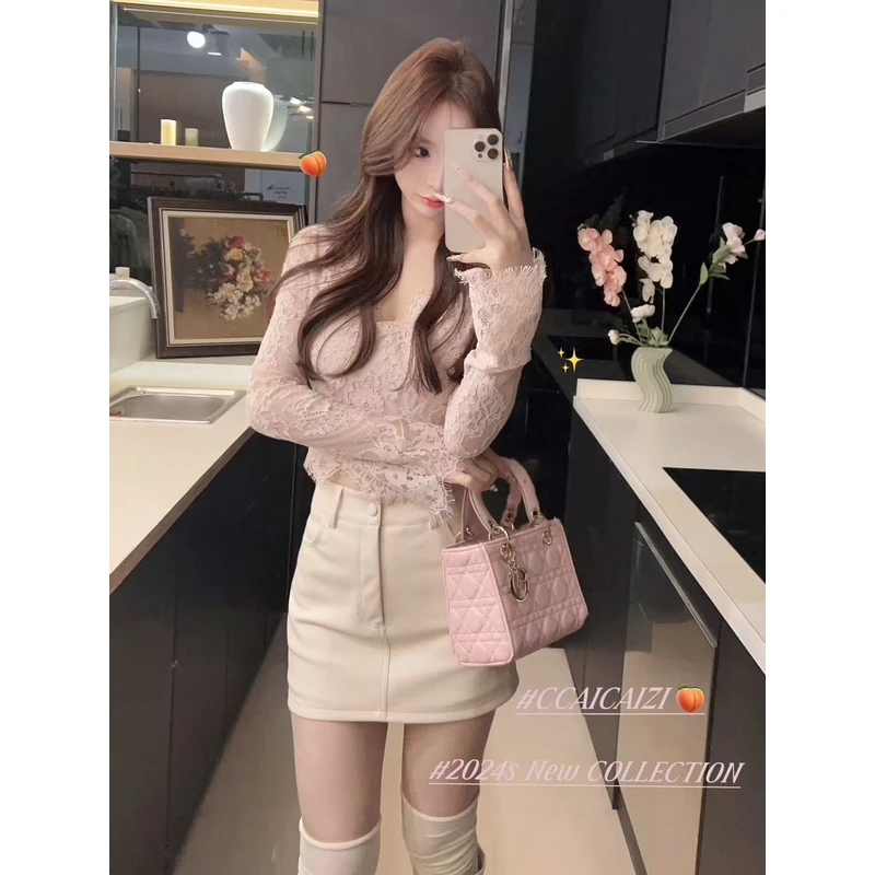 CCA136【热恋岛屿】新款百搭显瘦后松紧腰皮裙带安全裤