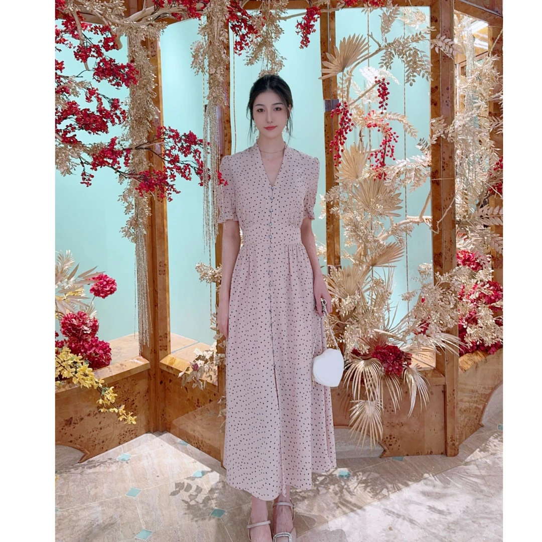 GIRDEAR/哥弟【欧若风】法式优雅复古收腰碎花连衣裙150026