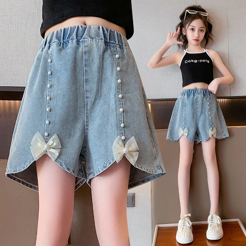 女童牛仔短裤夏装新款洋气儿童裤子宽松百搭中大童薄款外穿热裤潮