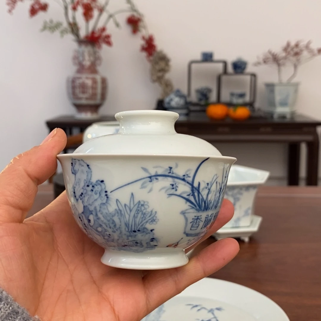 虾*宋墨文人雅器盖碗