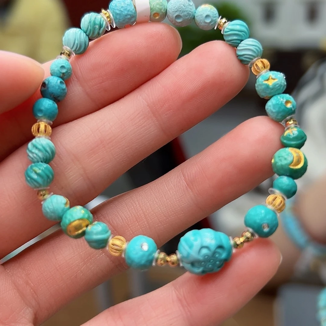 绿松石珠宝奇石18K金镶嵌