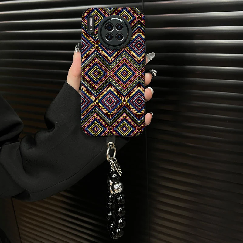 适用【华为mate30pro】复古菱格花纹ins风小羊皮创意网红手机壳女款