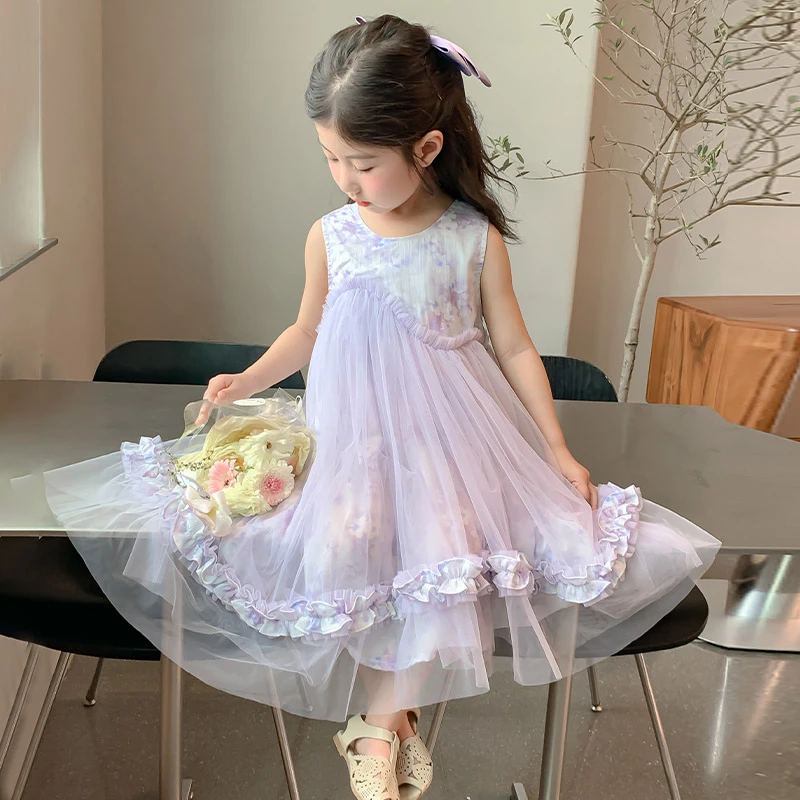 清仓女童连衣裙2025新款洋气宝宝吊带背心网纱裙子儿童夏装公主裙