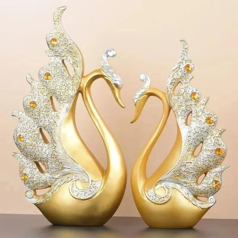 天鹅摆件酒柜装饰品客厅高档电视柜两旁摆设家居摆件创意客厅摆件