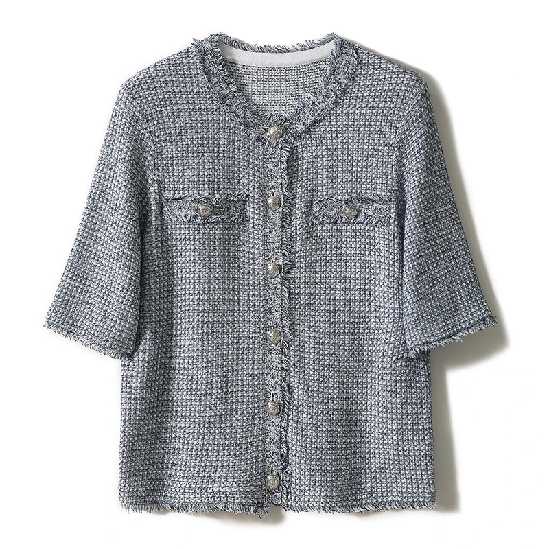 【格一专属】2025新品 法奢C风! 花纱干爽棉~针织开衫S81458ZWBMG