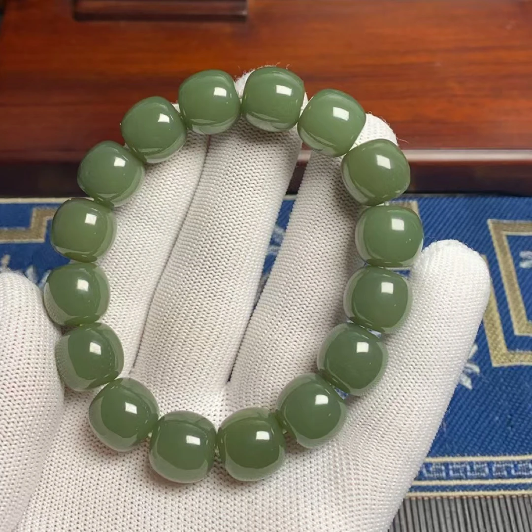 东北老玉手串13乘14老形珠
