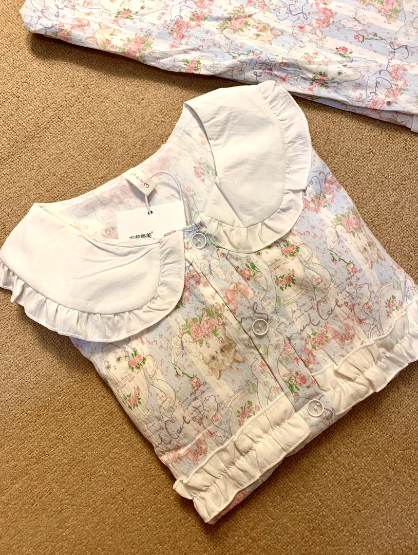 【小鱼家】莫奈花园小猫三件套（有胸垫）