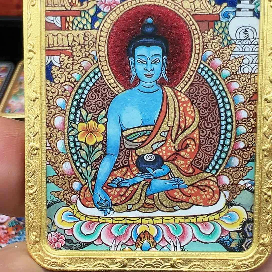 吊坠高*全手绘热贡唐卡药师