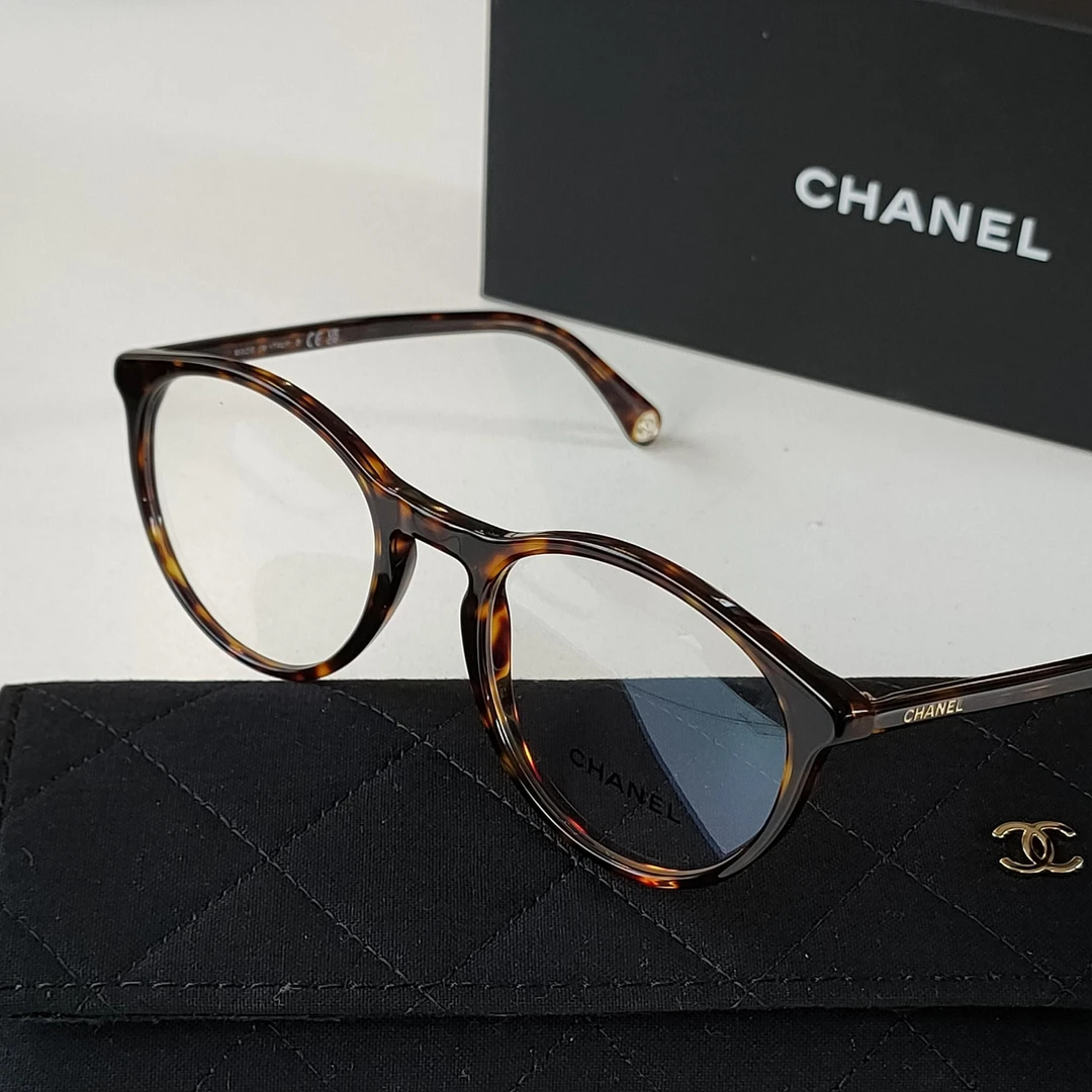 95新 Chanel/香奈儿 Azul-玳瑁色3413/51亚克力细框平光镜49363