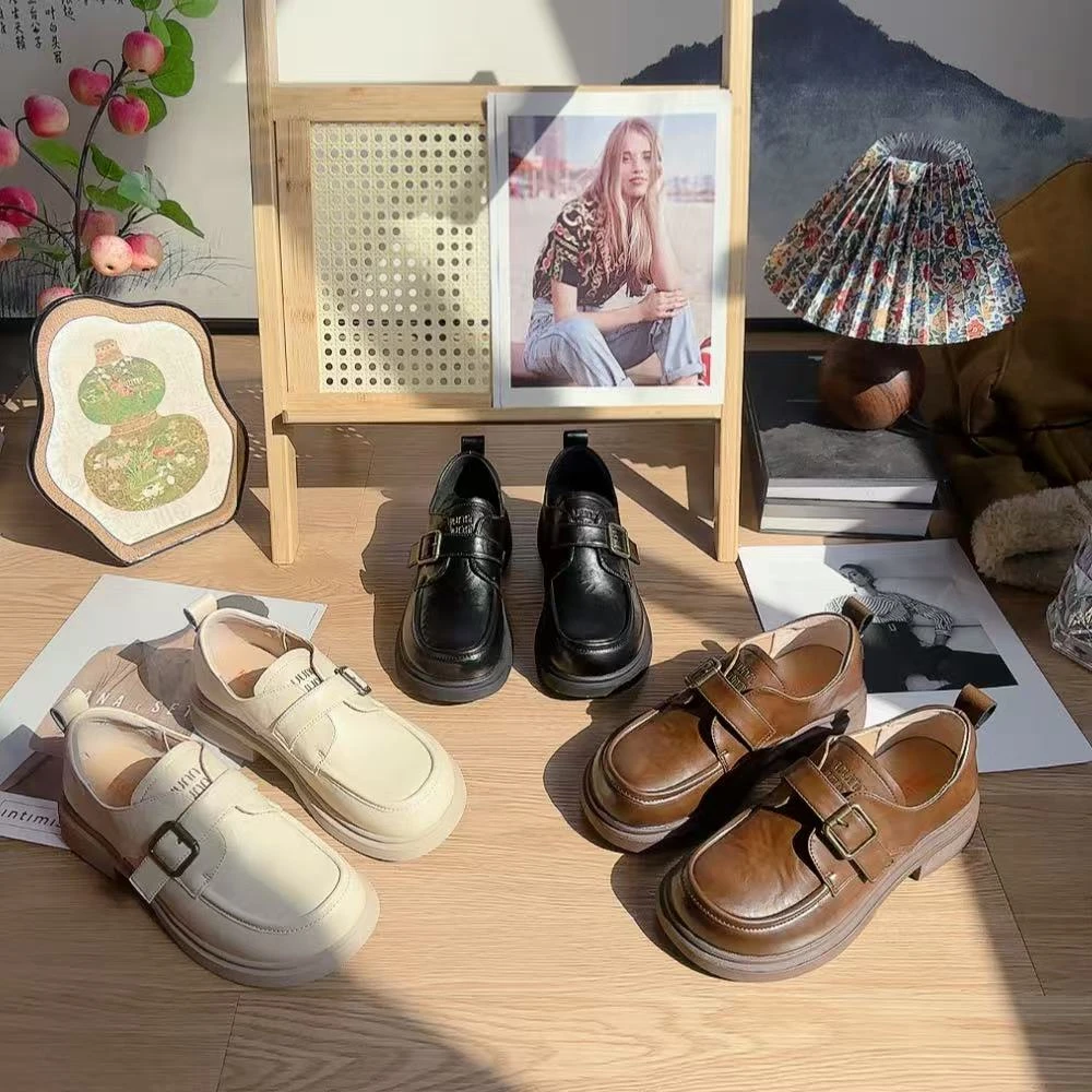 5172新款边扣软底舒适百搭圆头乐福鞋