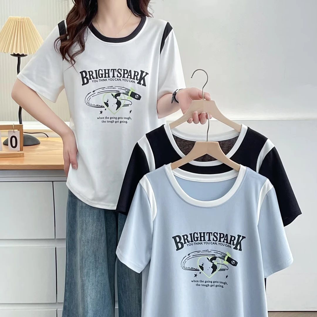 大码110-200斤夏季新款百搭不挑年龄好看洋气短袖