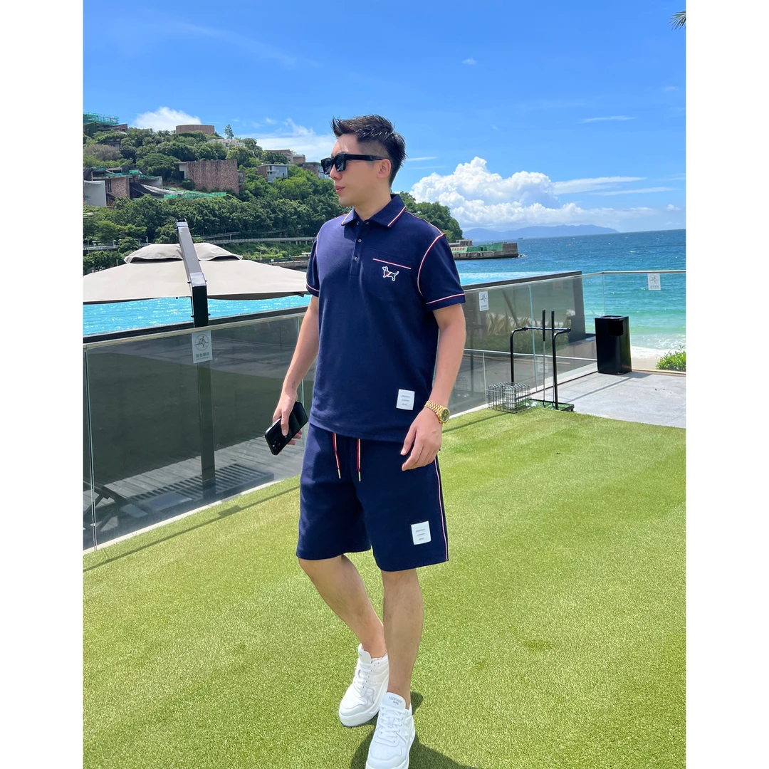 【polo套装】25夏珠地棉小狗刺绣清爽男士老钱百搭短袖短裤套装K188
