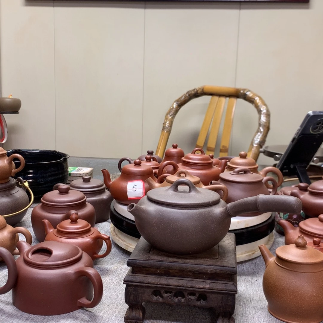 紫泥茶壶侧把壶半手工制作