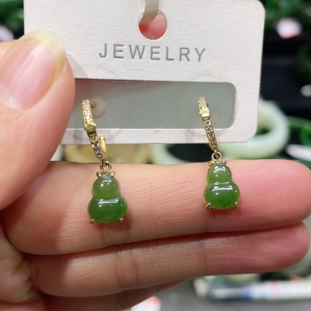 银S925镶嵌和田玉耳饰