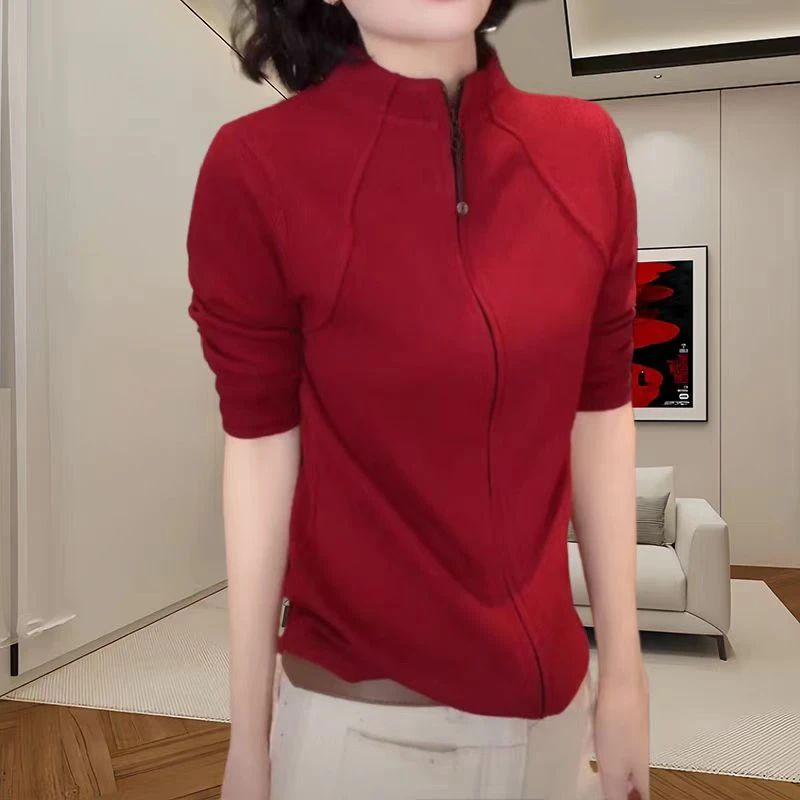 德绒开衫长袖保暖打底上衣女7758# 衣长56