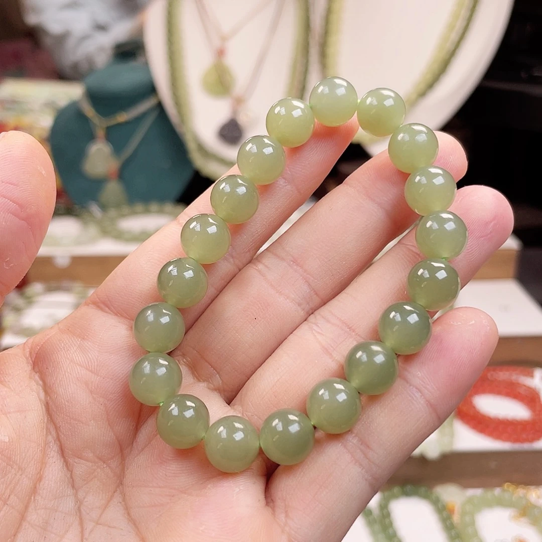 和田玉手链未镶嵌棉*薯10