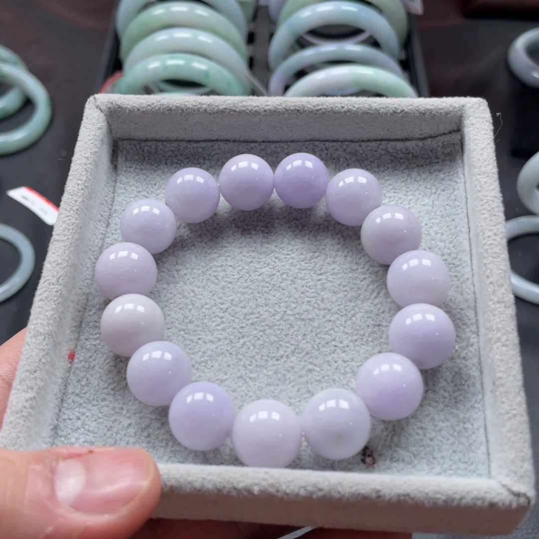 翡翠未镶嵌手链紫色