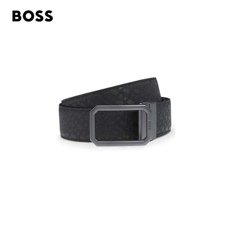 BOSS博斯男士25年秋季新款双扣皮革经典商务休闲双面腰带50548470