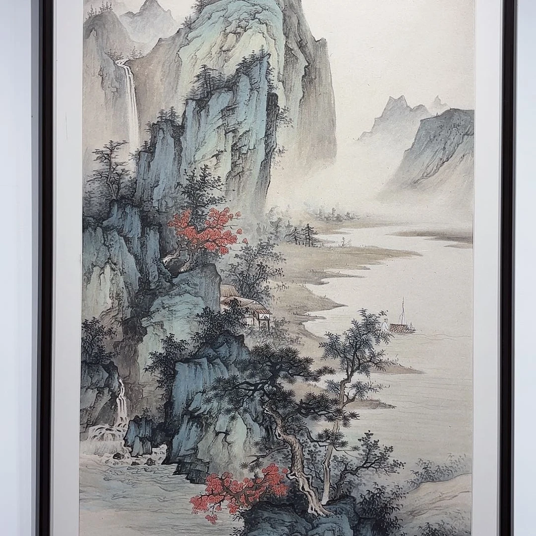 杉***桥国画国画作品清山胜景