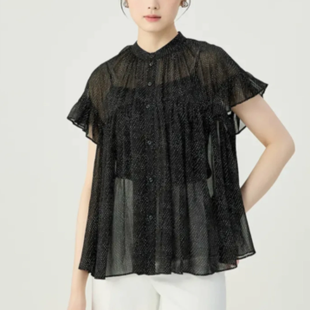 GIRDEAR/哥弟女装新款春夏通勤百搭衬衣复古时尚波点衬衫130063