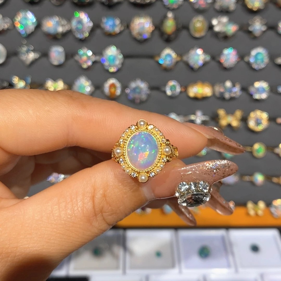 欧泊银S925镶嵌戒指—