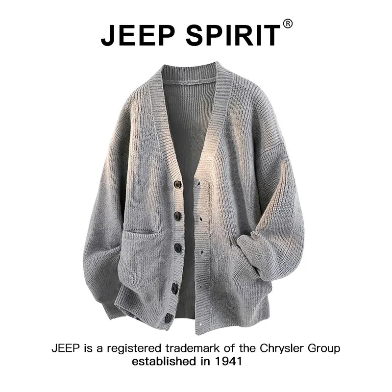 JEEPSPIRIT吉普慵懒风针织衫毛衣男女秋冬季宽松百搭休闲开衫外套