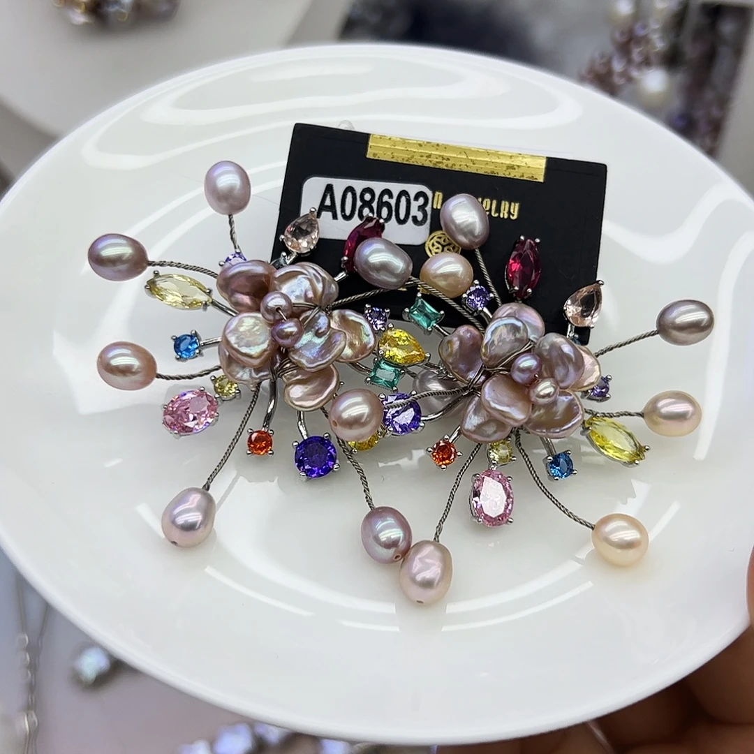 淡水珍珠耳饰银S925镶嵌