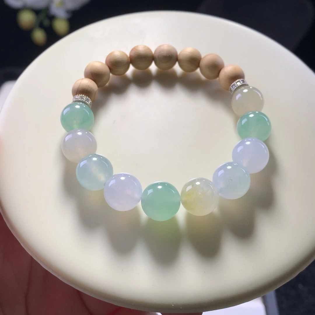 翡翠未镶嵌手链卡10奶糖串