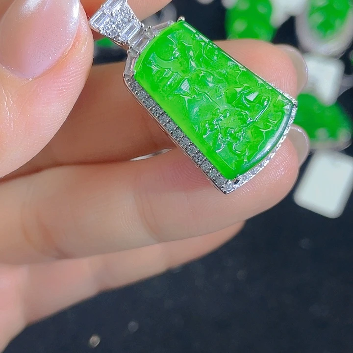 翡翠银S925镶嵌吊坠(不含链)