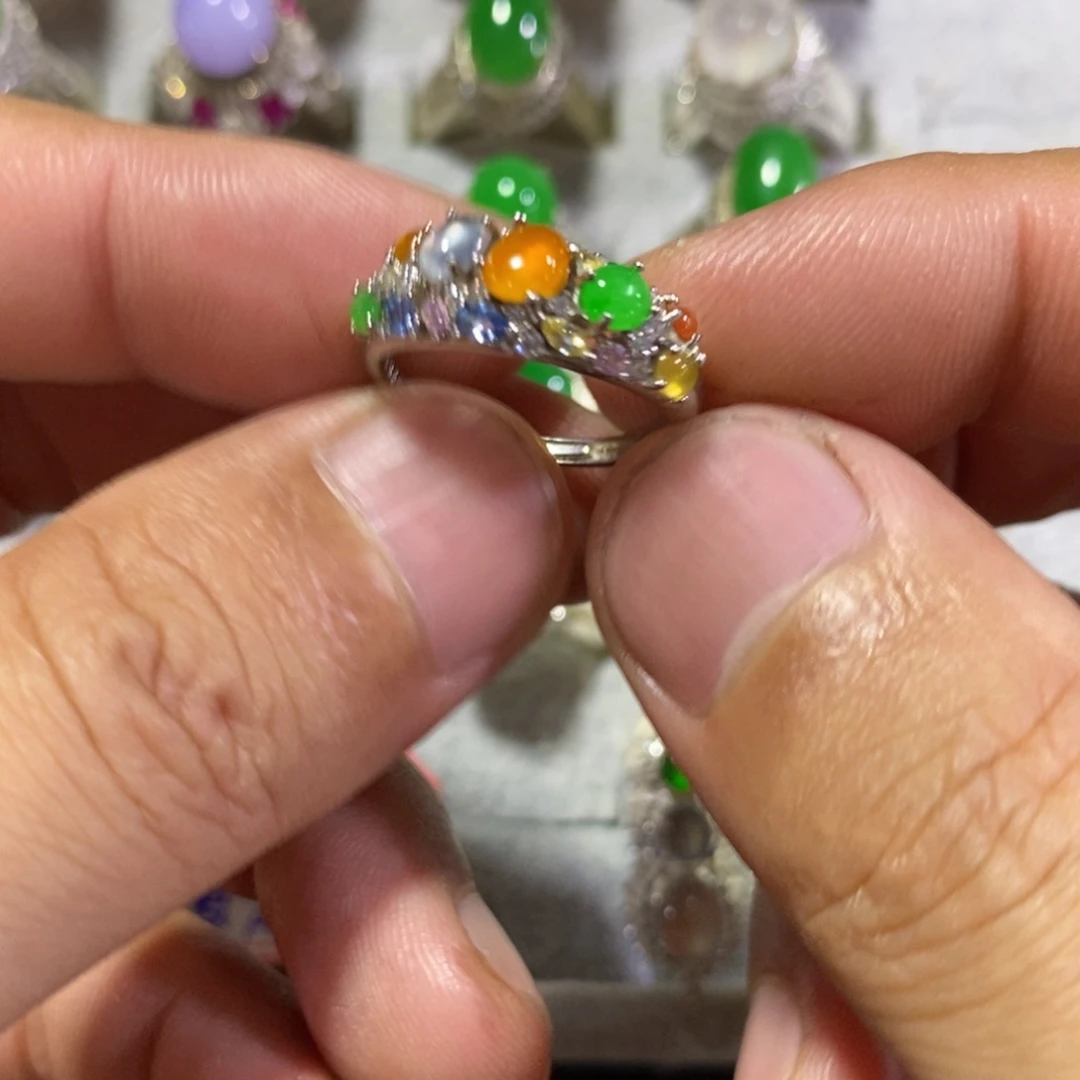 翡翠银S925镶嵌戒指