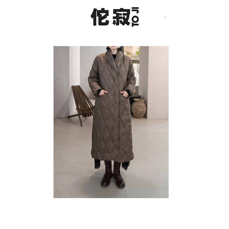 佗寂时尚爆款立领冬季保暖羽绒服白鹅绒中长款气质女外套ZSN4R877