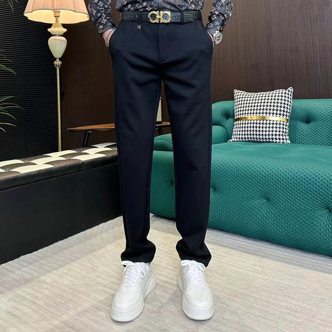 【仟旺赞男装】2025春夏新品男士潮流轻奢烫钻韩版时尚修身西裤
