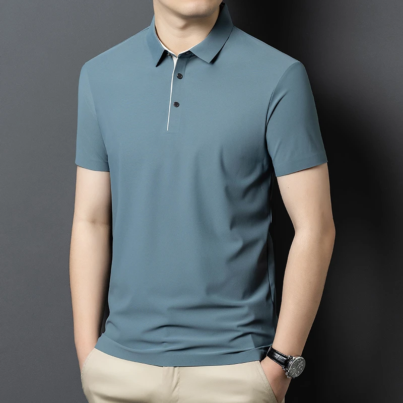 常规夏季短袖免烫商务休闲Polo衫薄款上衣纯色速干t恤时尚