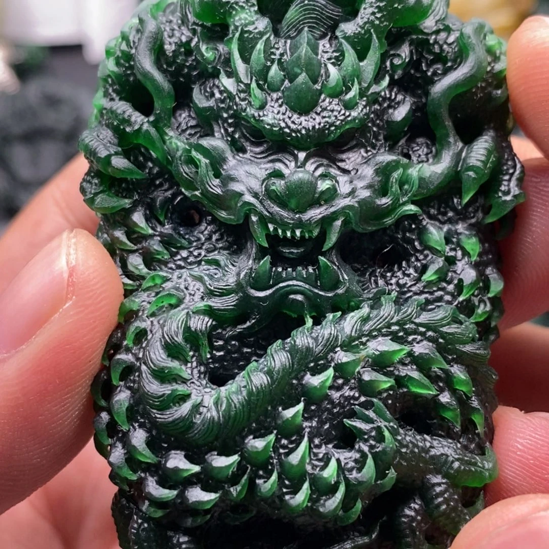 定制翡翠未镶嵌天然翡翠A货龙牌