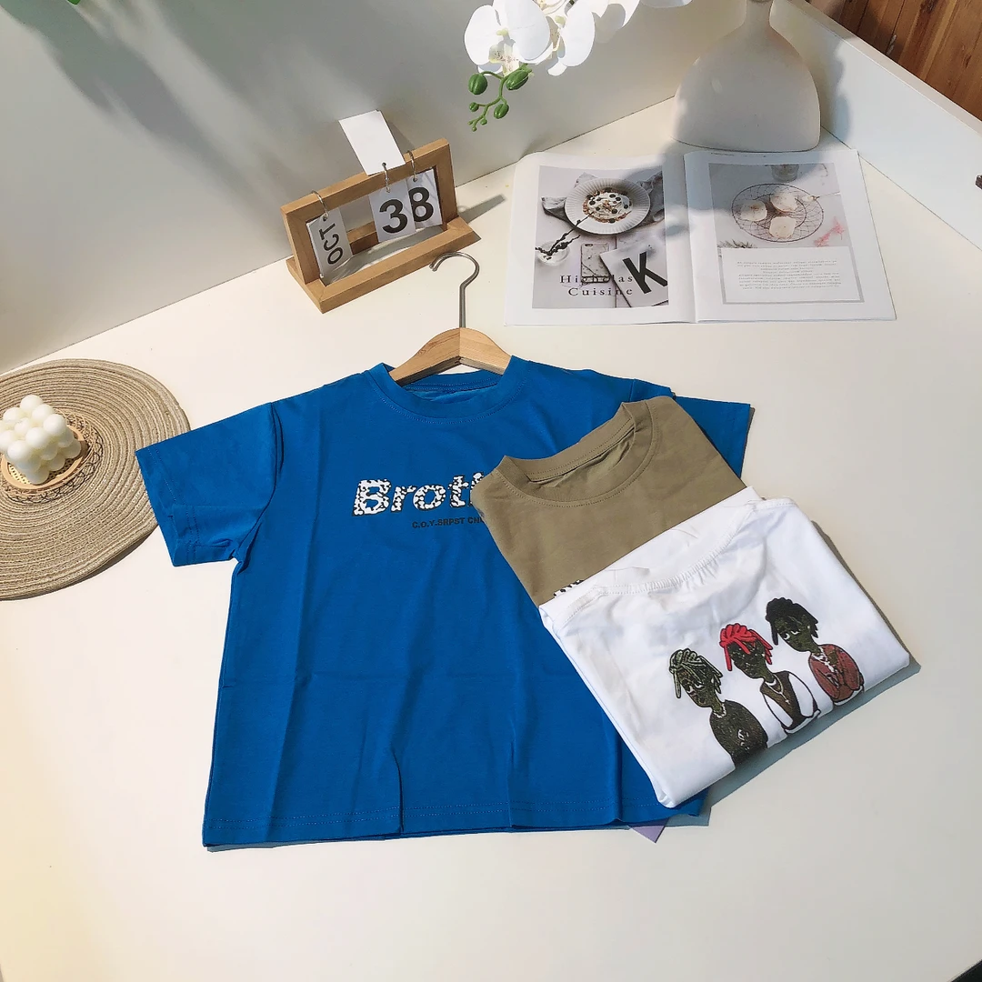 C129儿童夏季短袖T恤B字母