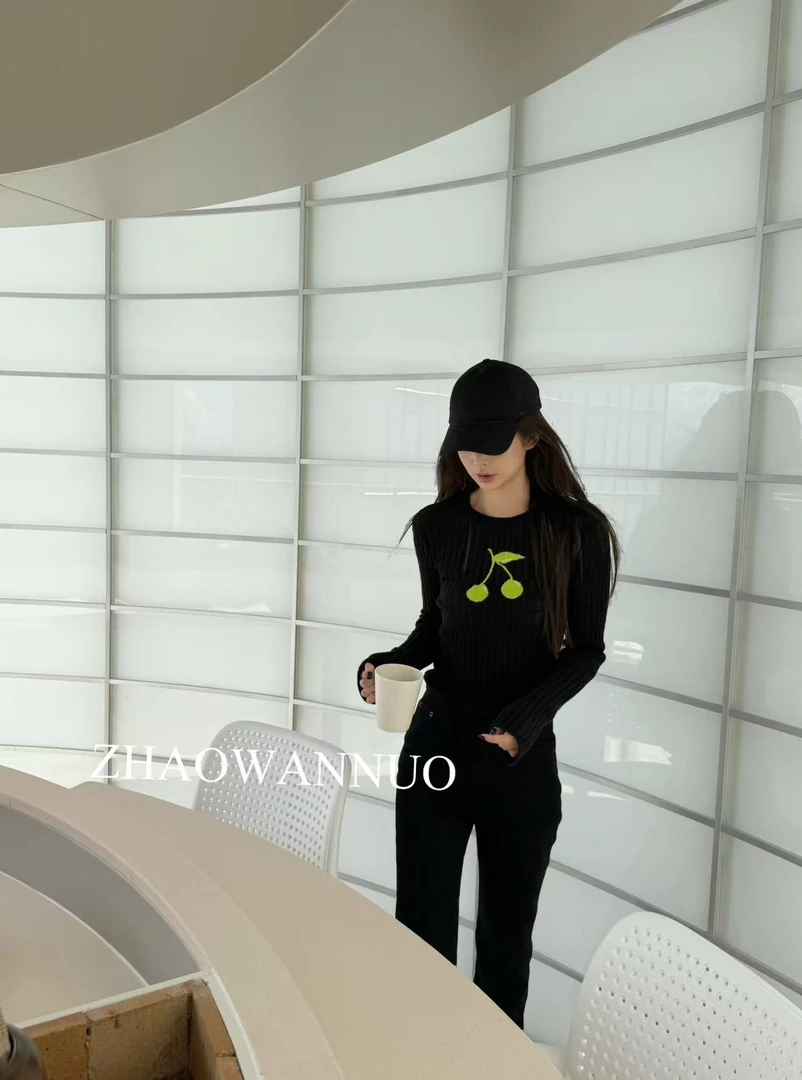 ZHAO WANNUO 丨意大利小众高弹修身3针竖罗纹针织长袖打底NC0968