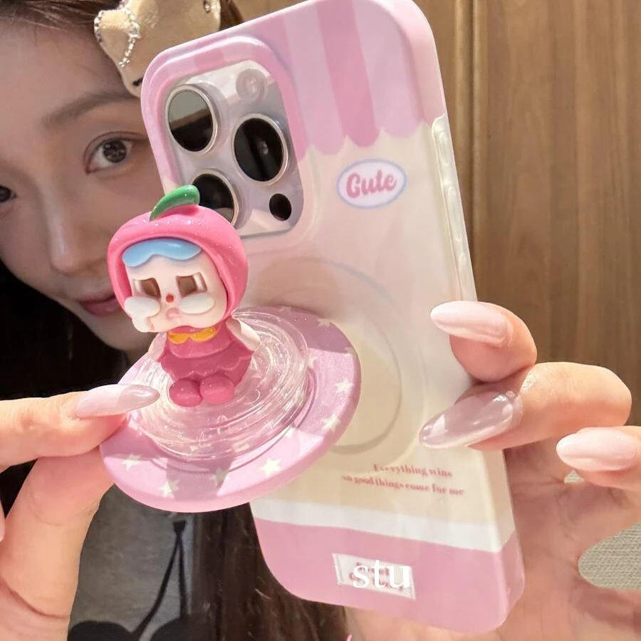 可爱少女粉苹果头套哭娃适用苹果16promax手机壳15保护套14菲林13