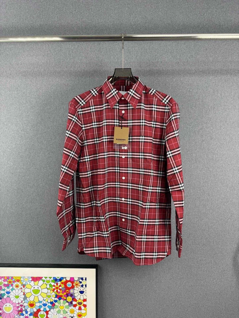 未使用 BURBERRY/博柏利 博柏利红色格纹长袖衬衫 M码 13273