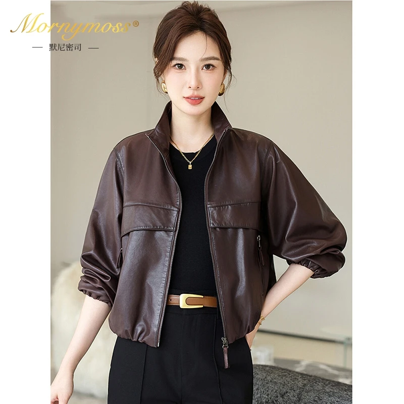 默尼密司品牌真皮皮衣女2025秋季新款短款夹克复古绵羊皮外套