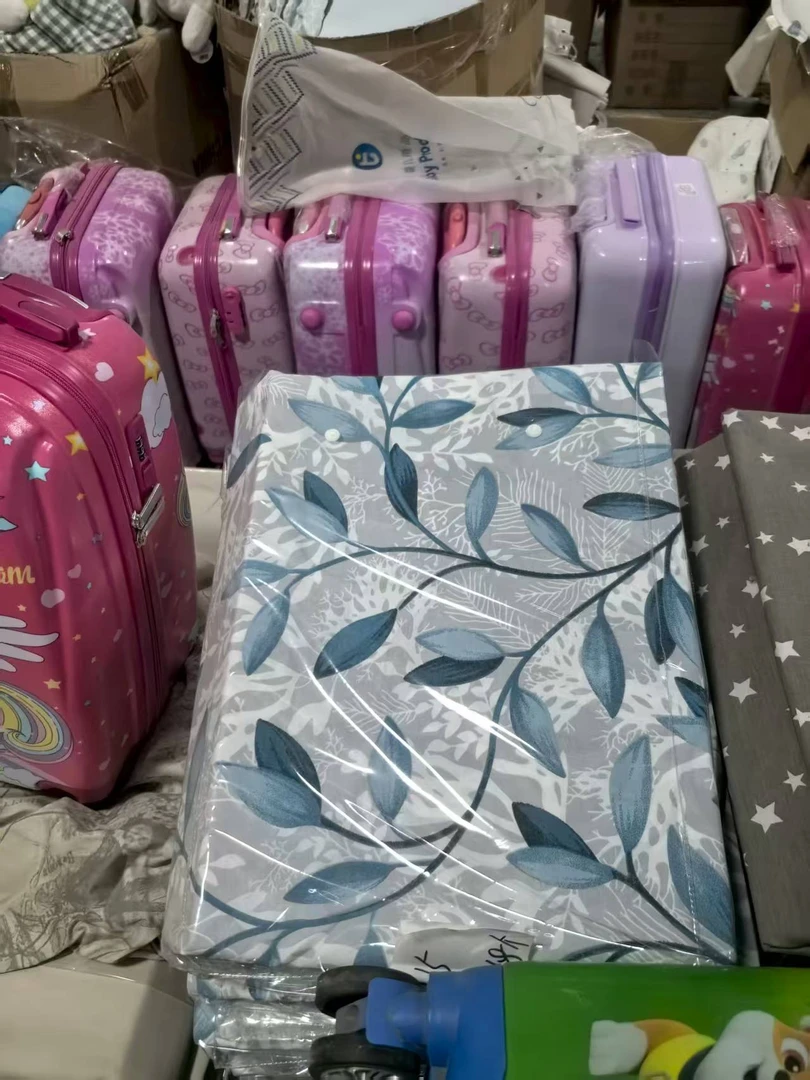 《厚广家》3楼195×215灰底树叶花纹全棉四件套 发1套 床单210*230