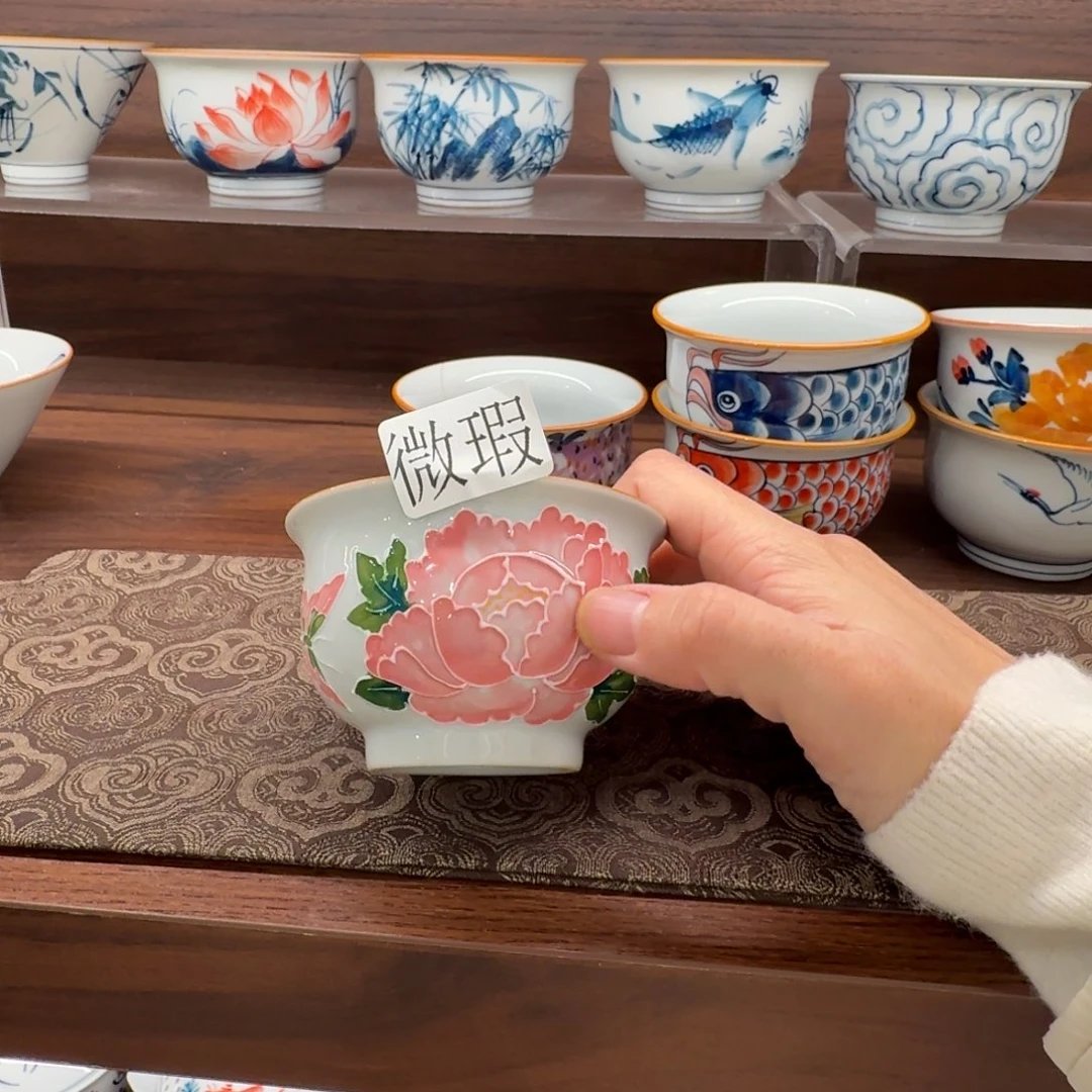 釉下手绘茶具微瑕