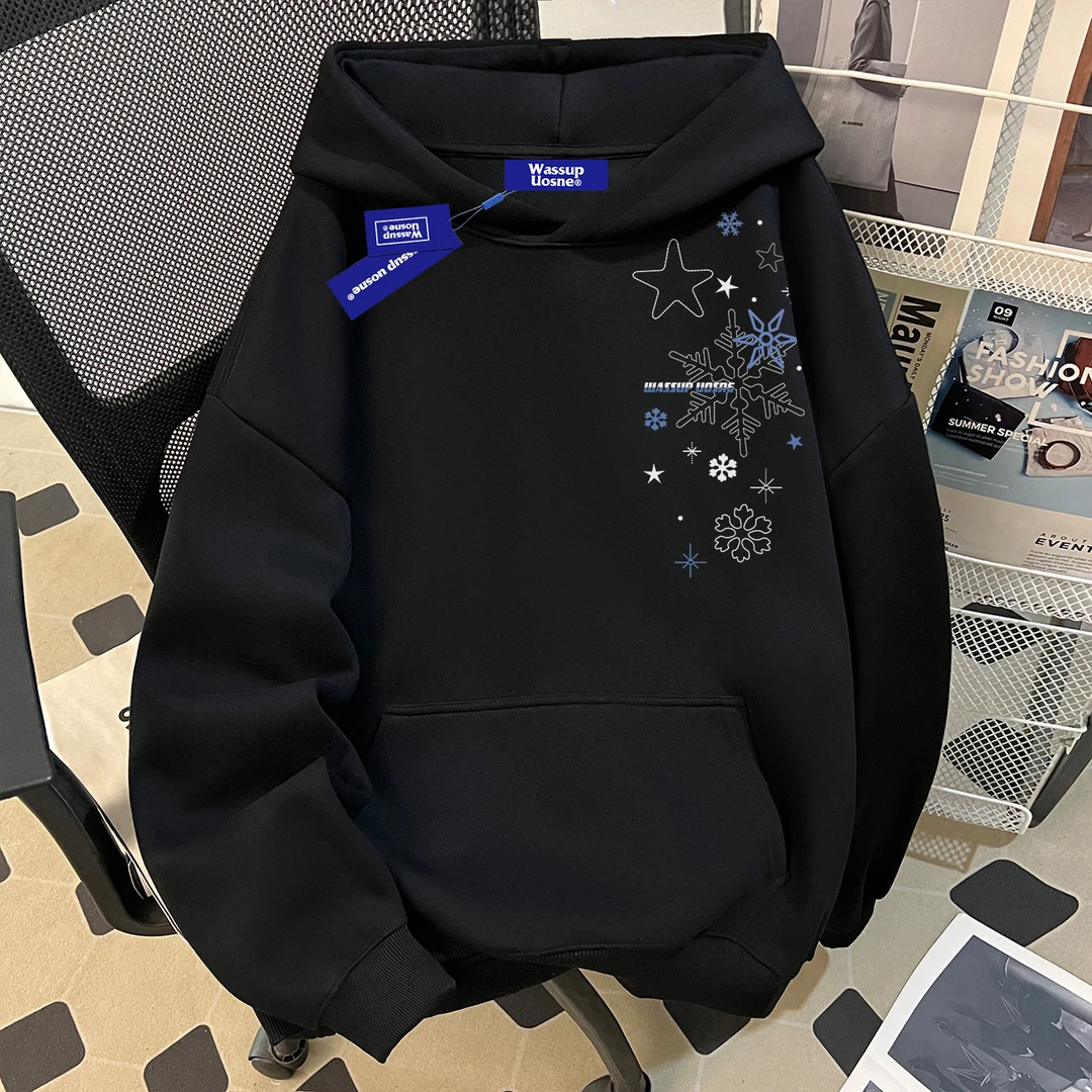 WASSUP UOSNE重磅连帽卫衣男秋季oversize百搭短宽慵懒风美式外套