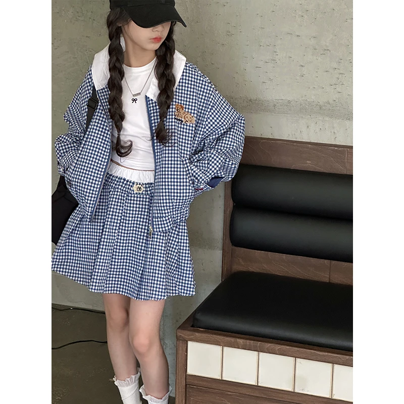 K28384女童格纹套装2025春装新款儿童春秋两件套女大童衣服休闲潮