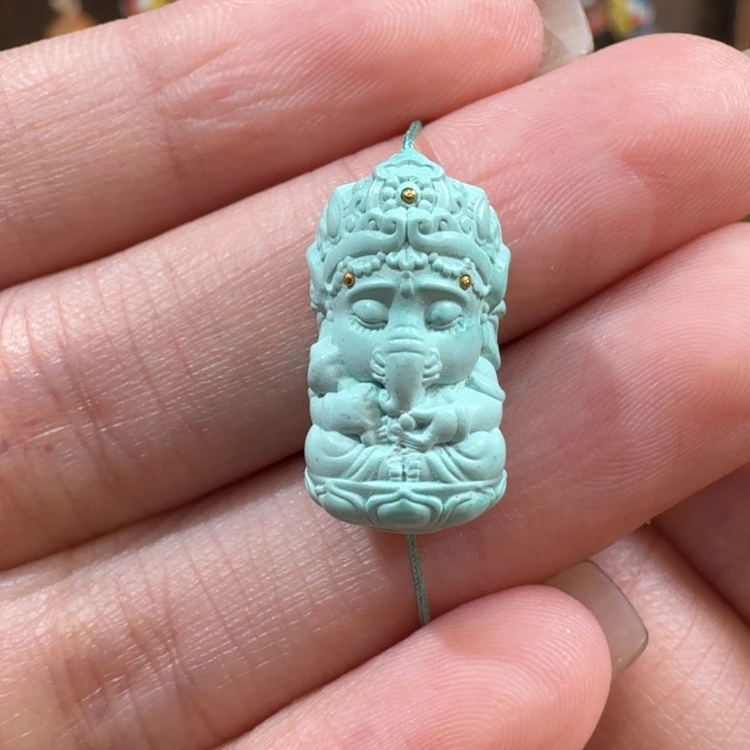 未镶嵌绿松石珠宝半成品象神配饰
