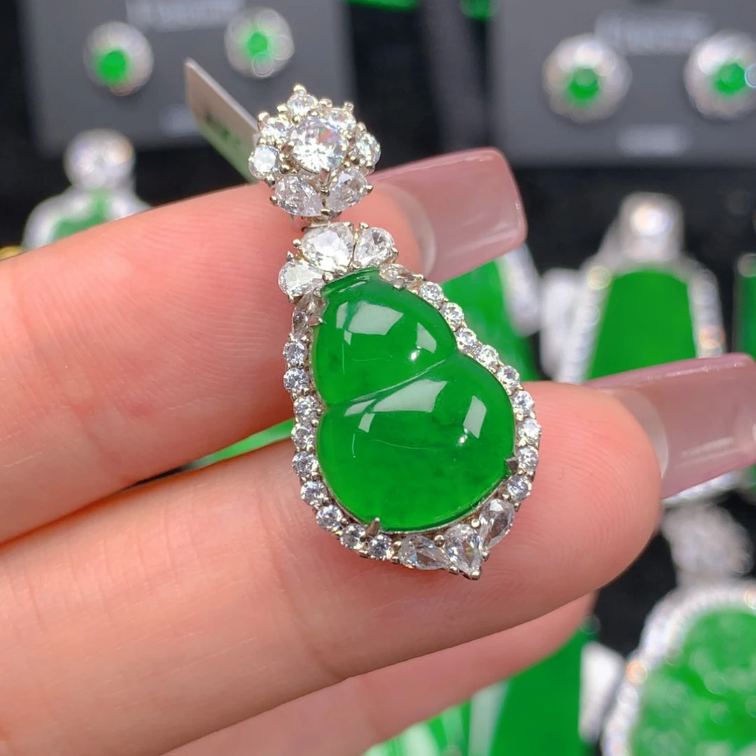 翡翠吊坠(不含链)银S925镶嵌