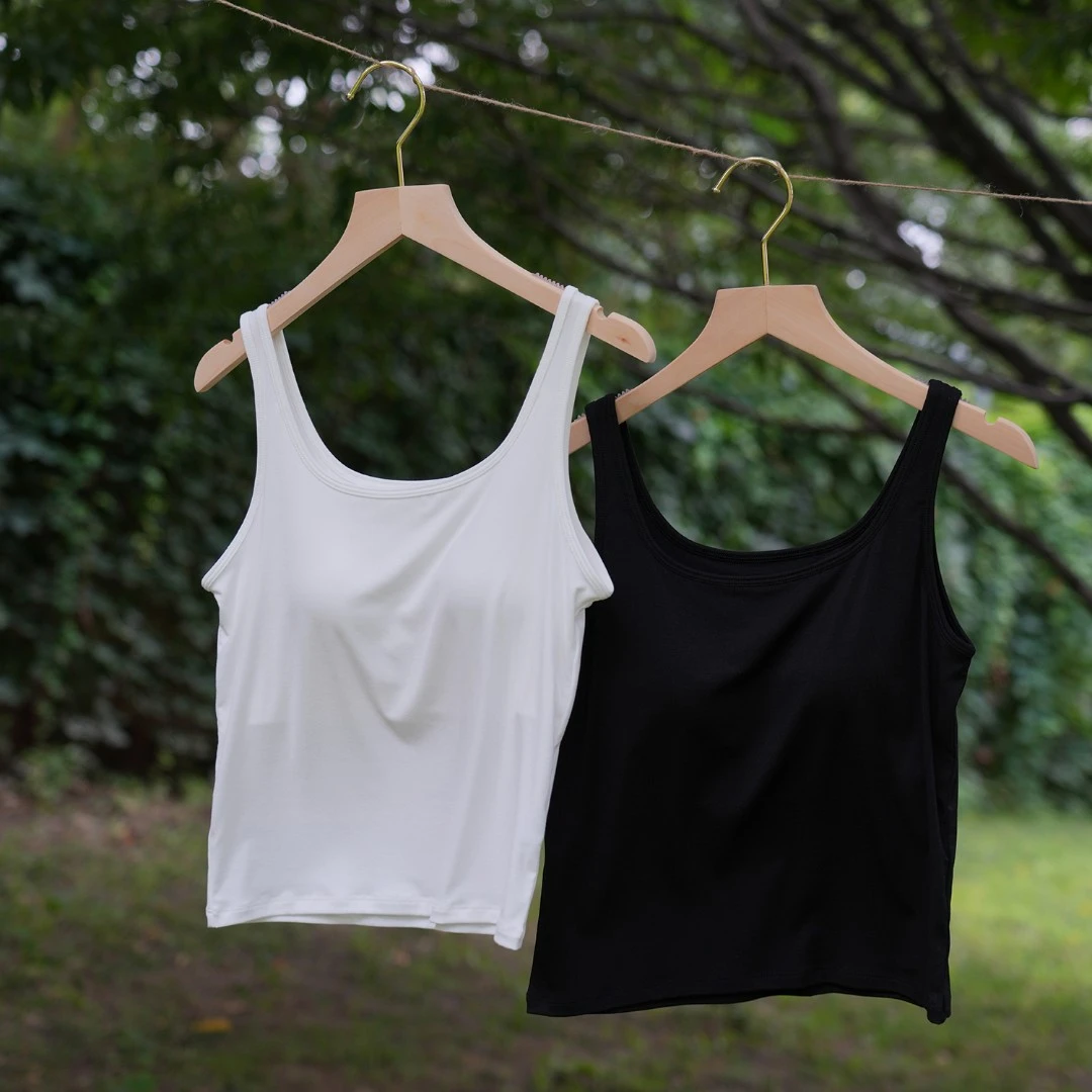 莫代尔蚕滑丝透气，夏季薄款胸垫一体可外穿打底内衣吊带背心女