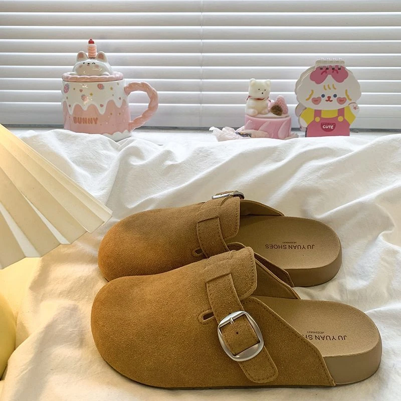法式复古软底包头半拖鞋女外穿2025夏秋新款一脚蹬厚底勃肯凉拖鞋